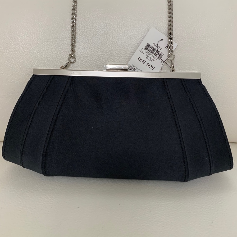 Giani Bernini Satin Clutch/Shoulder Black/Silver